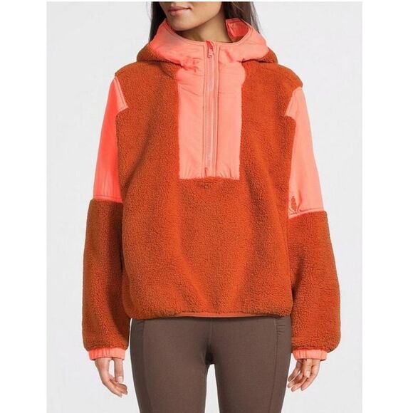 Free People movement XS Lead The Pack Pullover Hoodie Jacket Fleece Orange gym - Picture 2 of 9